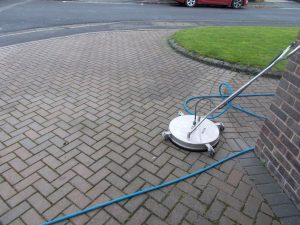 We clean block paving using a flat surface cleaner.